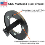 The TC Bros. Chrome Louvered Air Cleaner Kit for Harley-Davidson CV and EFI includes a chrome louvered cover, red filter element, black mounting plate, screws, and wing nut.