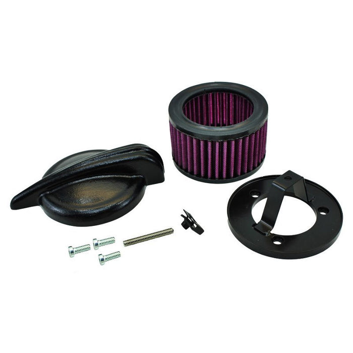 TC Bros. Streamliner Black Air Cleaner S&S Super E & G Carbs with a black powdercoat finish for Honda CBR600RR.