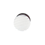 A vintage-style TC Bros. white button with a red stripe on it.
