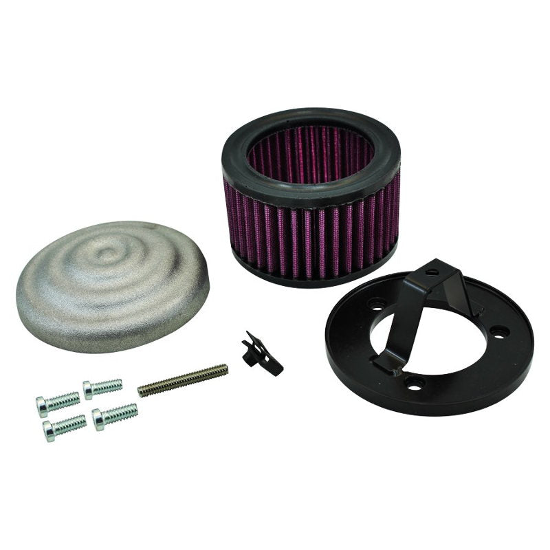 Vintage style motorcycle air filter kit for TC Bros. Ripple Raw Air Cleaner HD CV Carbs & EFI.