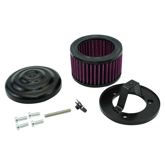 K&N air filter kit for Honda CBR600RR featuring the TC Bros. Ripple Black Air Cleaner HD CV Carbs & EFI in a stylish black powdercoat finish.