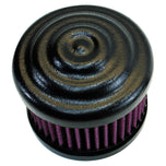 A TC Bros. Ripple Black Air Cleaner S&S Super E & G Carbs on a white background, perfect for a vintage style motorcycle.