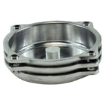 A close up of a LC Fabrications HD CV Carb Cap (polished) metal object.