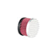 The TC Bros. Air Cleaner for Harley-Davidson Bendix, Zenith, and Keihin Butterfly Carburetors features red pleated fabric and a ribbed silver metal cap. This round cleaner by TC Bros. is shown against a white background.