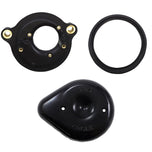 A sleek black S&S Cycle Mini Teardrop Stealth Air Cleaner Kit For Harley M8 2018-2022 Models, specifically designed for Harley M8 models from 2018-2022, placed against a clean white background.