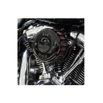 A sleek black S&S Cycle Mini Teardrop Stealth Air Cleaner Kit For Harley M8 2018-2022 Models, specifically designed for Harley M8 models from 2018-2022, placed against a clean white background.