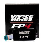 A Vance & Hines FP4 Fuelpak Tuner for many 2014-2020 Harley-Davidson bikes, featuring a gray 6-pin CAN Bus Data Port Connector, shown with branded packaging labeled in bold white and red text.