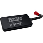The Vance & Hines FP4 Fuelpak Tuner, with red 6-pin CAN bus connector, is an essential upgrade for many 2021-2023 Harley-Davidson motorcycles. Features bold white and red logos on sleek black packaging.