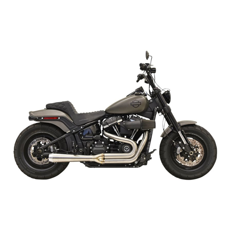 Harley-davidson softail with a Bassani Road Rage III 2-into-1 Stainless Exhaust 2018-24 FXFB/FLSL system.