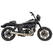 A Harley-Davidson motorcycle with a Bassani Road Rage III Stepped 2-into-1 Stainless Exhaust 1991-17 FXD Dyna (91-17 w/mids)(07-17 w/forwards) on a white background.