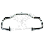 Mid-USA Front Crash Bar for 1997-2008 Harley-Davidson Touring, featuring mounting brackets and rubber pads, is shown on a white background with a TC Bros. Choppers watermark.
