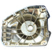 Chrome Mid-USA Cam Cover for 1999-2000 Harley-Davidson Twin Cam, featuring a circular center opening and mounting holes along the perimeter.