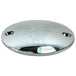 The Mid-USA Chrome Timing Cover fits 1970-2022 Harley-Davidson Big Twin and Sportster models, featuring a round, chrome design with two holes—ideal as an ignition cover upgrade.