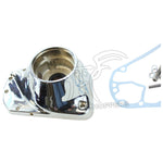 Mid-USA Cam Cover Kit for L1973-1992 Harley-Davidson Big Twin includes a chrome gear cover, gasket, bolts, washers, and O-rings—ideal for Big Twin models.