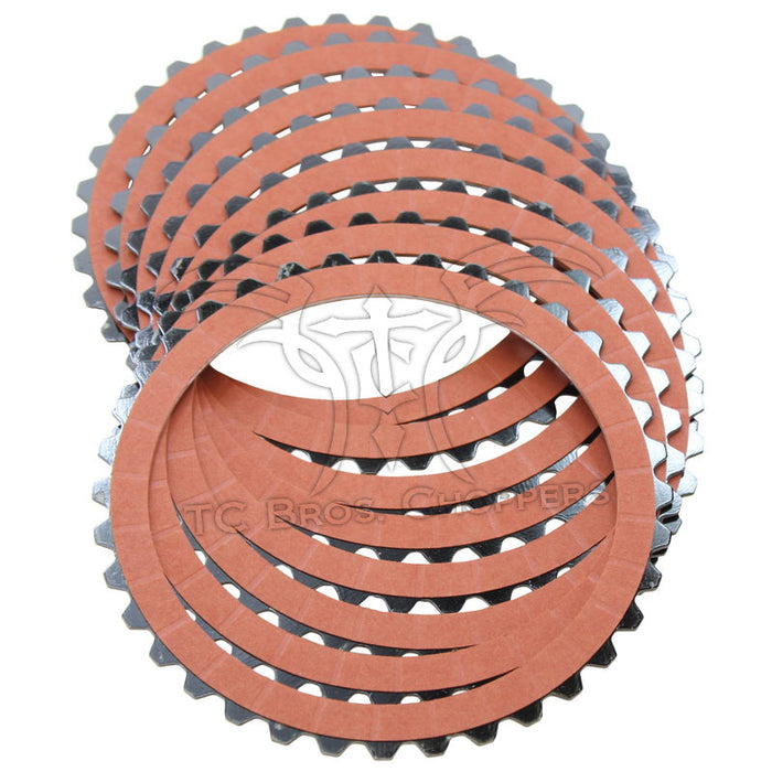 Alto Products Clutch Friction Discs for 1990-1997 Harley-Davidson Big Twin and 1991-2022 Sportster, with steel clutch plates, arranged in an overlapping stack on a white background.