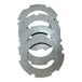 Four Alto Clutch Steel Drive Plates for 1941-E1984 Harley-Davidson Big Twin, by Alto Products, are shown with notched edges in a fanned stack on a white background—perfect for clutch service or replacement.
