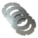 Four Alto Clutch Steel Drive Plates for 1941-E1984 Harley-Davidson Big Twin, by Alto Products, are shown with notched edges in a fanned stack on a white background—perfect for clutch service or replacement.