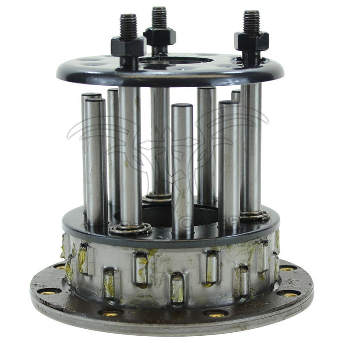 The Mid-USA Clutch Hub Assembly for 1941 to E1984 Harley-Davidson Big Twin is a metal automotive part with six bolts, cylindrical rods, and a circular base, designed specifically for Big Twin models.