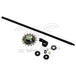 Mid-USA Throw Out Bearing and Pushrod Kit for 1975-E1984 Harley-Davidson Big Twin by Mid-USA, featuring shaft, notched gear, bracket, washers, throw out bearing, and hardware, all displayed on a white background.