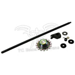 Mid-USA Throw Out Bearing and Pushrod Kit for 1975-E1984 Harley-Davidson Big Twin by Mid-USA, featuring shaft, notched gear, bracket, washers, throw out bearing, and hardware, all displayed on a white background.