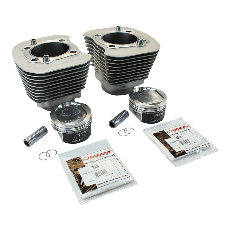 Wiseco/V-Twin offers a Sportster 883 to 1200cc Complete Big Bore Kit 04-UP Silver for the Sportster 883, enhancing the performance of Harley-Davidson Sportsters.