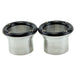 Two LC Fabrications 1-3/4" Exhaust Tips, featuring black circular tops, screw details, and a high-temp powder coat finish, are positioned side by side on a white background.
