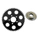 A black TC Bros. Belt to Chain Conversion kit fits 2000 - 2003 XL Sportster Models sprocket set and TC Bros chain drive conversion kit on a white background.