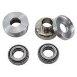 Five metal mechanical components from the TC Bros. 1" Steering Cup Conversion Bearing Kit for Harley-Davidson are arranged on a plain white background—ideal for upgrading your Sportster.