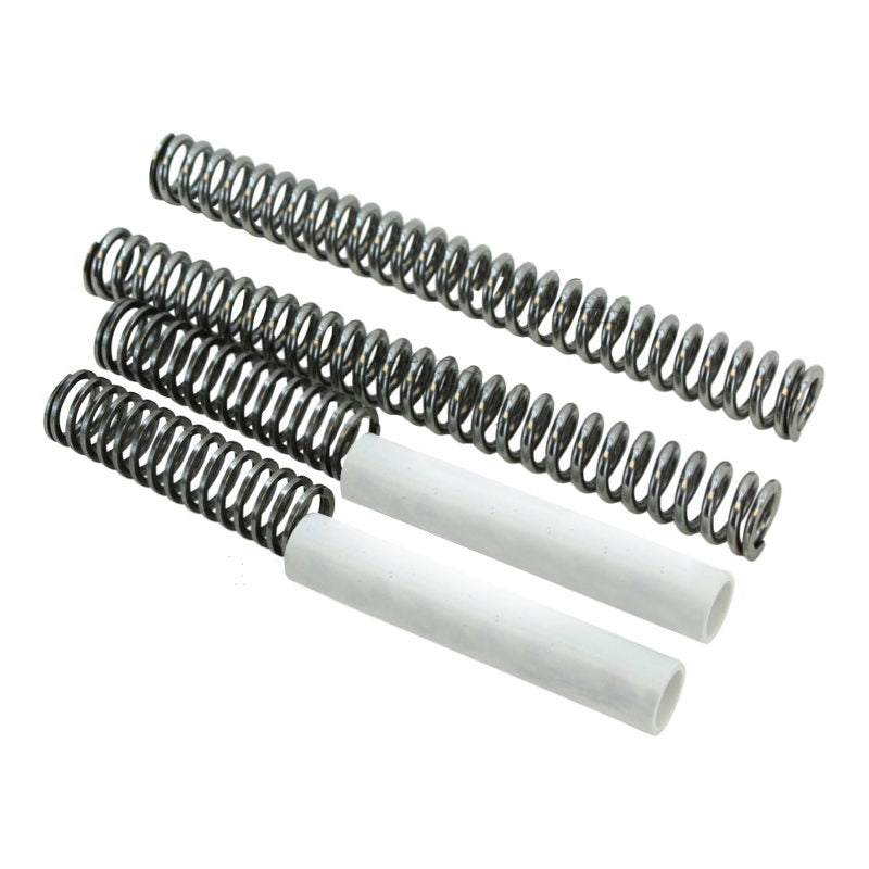 A set of four Drop In Front Fork Lowering Kit Fits Dyna 1994/2005 (Except FXDWG) #10-2001 springs on a white background, suitable for Harley Davidson Dyna by Progressive Suspension.