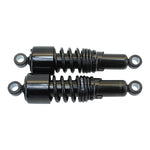 Two black Burly Slammer 10.5" Shocks for Harley Davidson Sportster XL 2004-2015 on a white background.