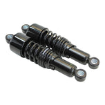 Two Burly Slammer 10.5" Shocks for Harley Davidson Sportster XL 2004-2015 - Black, also known as shocks, on a white background.