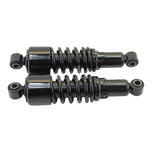 Two Burly Slammer 10.5" Shocks for Harley Davidson Dyna FXD 1991-2015 - Black on a white background.