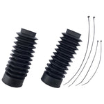 A pair of Drag Specialties 49mm Fork Boot Gaiters for Harley Models - 9" Long and a pair of wires for installation.