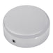 A white round Drag Specialties Steering Stem Bolt Cover for 87-09 Sportster 99-17 Dyna in Chrome on a white background.