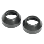 Two black Drag Specialties Fork Boots - 35mm - FX/XL '76-'88 Showa Models on a white background.