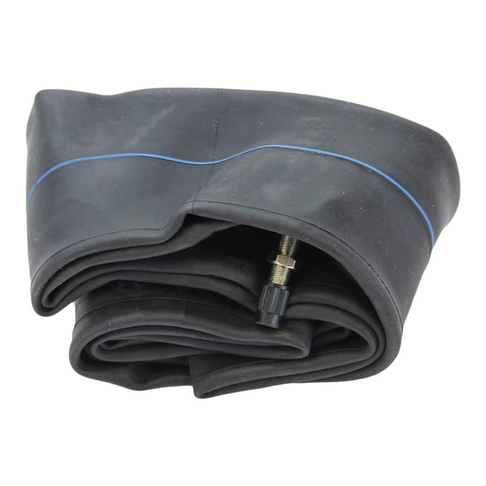 A Sedona Front Inner Tube 2.75/3.00-21, featuring a black tube with a blue stripe on it.