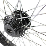 The Moto Iron® 21" × 2.15" front wheel fits 1984-1999 Harley-Davidson FX and Sportster models with a single disc; shown in chrome and black finishes.