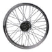 A Moto Iron® Chrome Front 40 Spoke Wheel 19 "x 2.15" (fits Harley FXD 2000-03, Sportster 2000-07) Billet Hub on a white background.