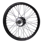 A Moto Iron® black front 40 spoke wheel on a white background.