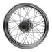 A Moto Iron® chrome Front 40 Spoke Wheel 16"x 3" fits Harley FLST 1984-1999 (fits Moto Iron Springers) Billet Hub with 40 spokes on a white background.