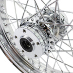 Moto Iron® 16” × 3” rear wheel for 1979-1999 Harley-Davidson Big Twin and Sportster—choose chrome or black rim. See compatible Moto Iron® motorcycle wheels listed at right.