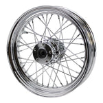 Moto Iron® 16” × 3” rear wheel for 1979-1999 Harley-Davidson Big Twin and Sportster—choose chrome or black rim. See compatible Moto Iron® motorcycle wheels listed at right.
