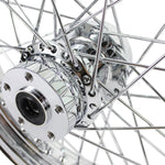 Moto Iron® 16” × 3” rear wheel for 1979-1999 Harley-Davidson Big Twin and Sportster—choose chrome or black rim. See compatible Moto Iron® motorcycle wheels listed at right.