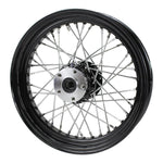 Moto Iron® 16” × 3” rear wheel for 1979-1999 Harley-Davidson Big Twin and Sportster—choose chrome or black rim. See compatible Moto Iron® motorcycle wheels listed at right.