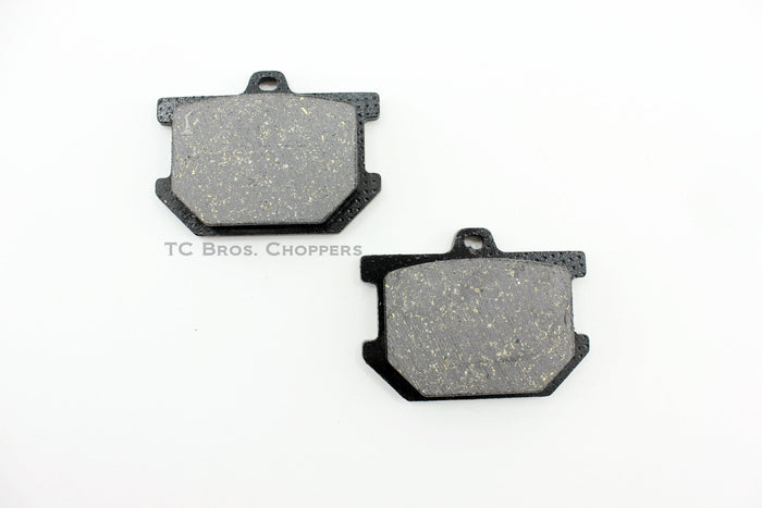 Two Yamaha XS650 Brake Pads by Moto Iron® on a white background.