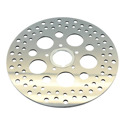 A Moto Iron® 11.5" Front Brake Rotor Harley Softail, Dyna, & Sportster 84-13 Polished (fits Moto Iron Springer) with a polished finish on a white background.