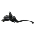 The Moto Iron® Universal Front Brake Master Cylinder fits 7/8" or 1" handlebars and includes a lever, mounting hardware, and fluid reservoir.
