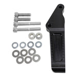 A TC Bros. 12.6in Black Front Radial Brake Bracket with sportbike calipers, nuts, and bolts.