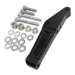 A TC Bros. Black Front Radial Brake Bracket with nuts and bolts on a white background, providing stopping power for sportbike calipers.