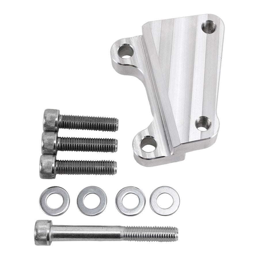 A stainless steel mounting kit for a Sportster 883 Iron motorcycle, including the TC Bros. 12.6in Front Brake Bracket 2008-17 Harley OEM LH Caliper. Made with TC Bros. OEM quality.